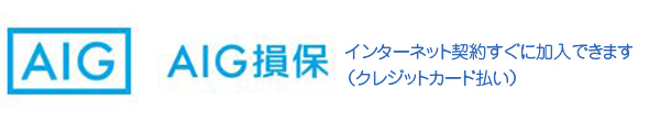 AIＧ損保　インターネット契約すぐに加入できます(クレジットカード払い)